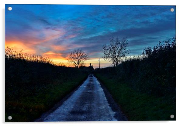 Sunset over the Sandringham Estate Acrylic by Gary Pearson