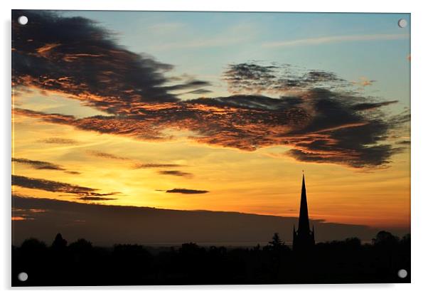 Sunset over St Mary church Acrylic by Gary Pearson