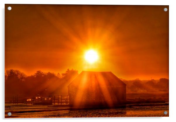 Spring tide sunrise over Thornham Acrylic by Gary Pearson