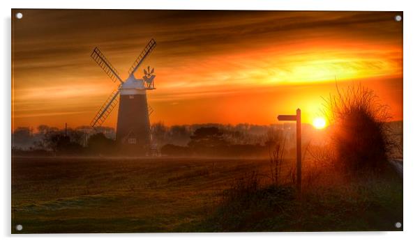 Burnham Overy Staithe windmill #1 Acrylic by Gary Pearson