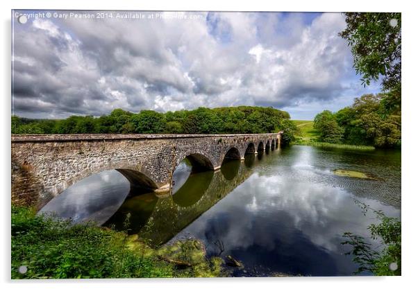 Eight arch bridge Bosherston lakes Acrylic by Gary Pearson