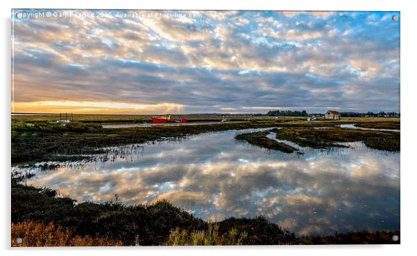  Sunrise over the quay or staithe at Thornham in N Acrylic by Gary Pearson