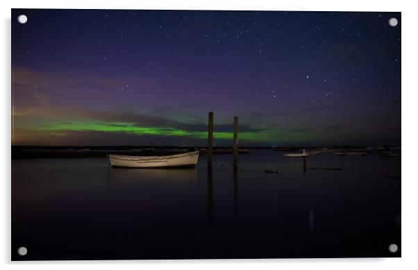 Northern lights over Brancaster Staithe Acrylic by Gary Pearson