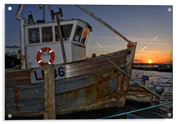 Lord Sam LN86 at sunset - Brancaster Staithe       Acrylic by Gary Pearson