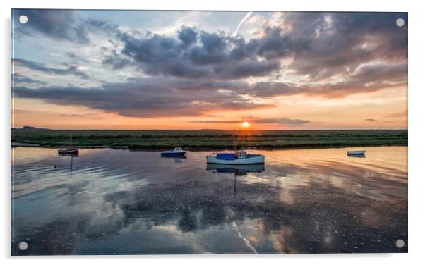 Sunset at Burnham Overy Staithe  Acrylic by Gary Pearson
