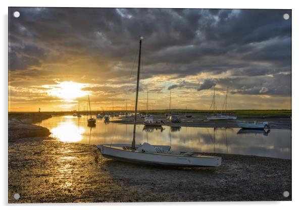 Sunset over Brancaster Staithe Acrylic by Gary Pearson