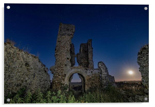 Moonrise over Bawsey ruins  Acrylic by Gary Pearson