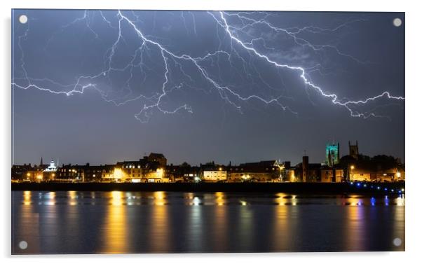 Lightning over King’s Lynn Acrylic by Gary Pearson