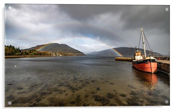 A double rainbow over Loch Fyne in Scotland  Acrylic by Gary Pearson