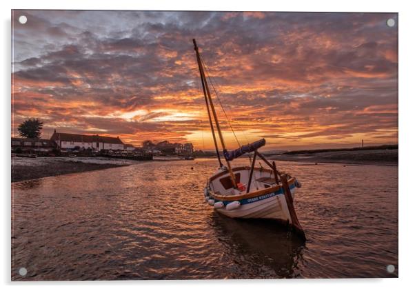 Sunset over Burnham Overy Staithe in Norfolk  Acrylic by Gary Pearson