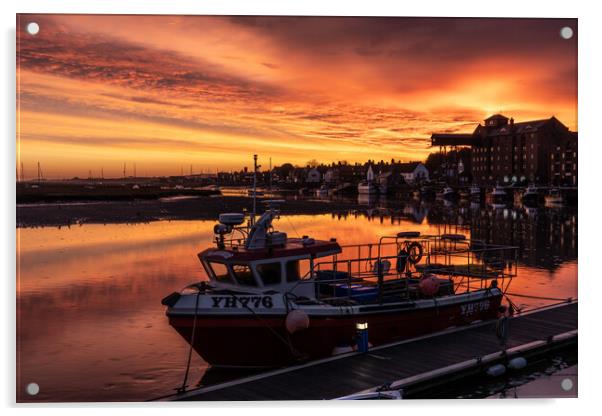 Sunrise over the harbour at Wells-Next-The-Sea  Acrylic by Gary Pearson