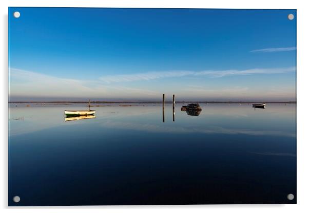 Reflections on a calm day at Brancaster Staithe  Acrylic by Gary Pearson