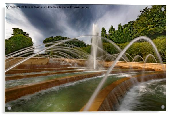 The Power of Alnwick Garden's Cascading Water Feat Acrylic by Trevor Camp