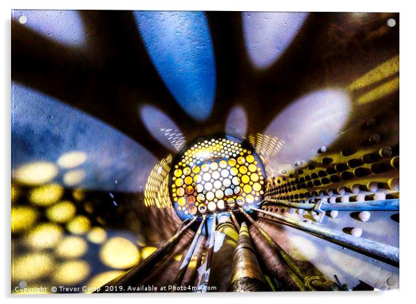 Kaleidoscopic Disco of Sir Nigel Gresley's Boiler Acrylic by Trevor Camp