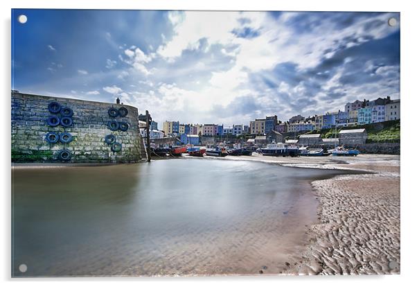 Tenby Harbour Midday Sun Acrylic by Ben Fecci