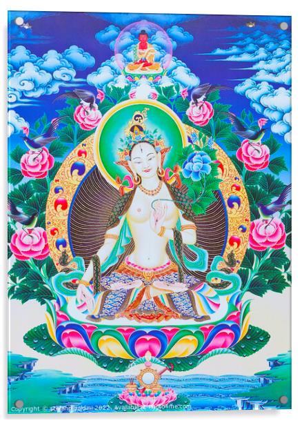 Image depicting the white Tara, the seven eyed divine mother sea Acrylic by stefano baldini
