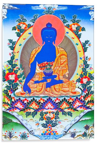 Image depicting the medicine Buddha, the supreme healer in monas Acrylic by stefano baldini