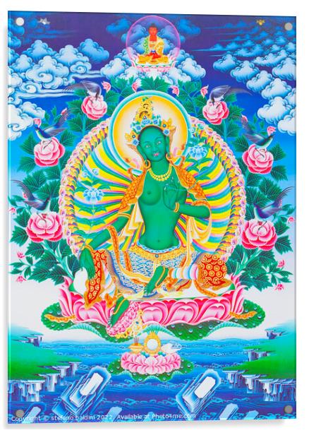 Image depicting the green Tara, the maternal protector from all  Acrylic by stefano baldini