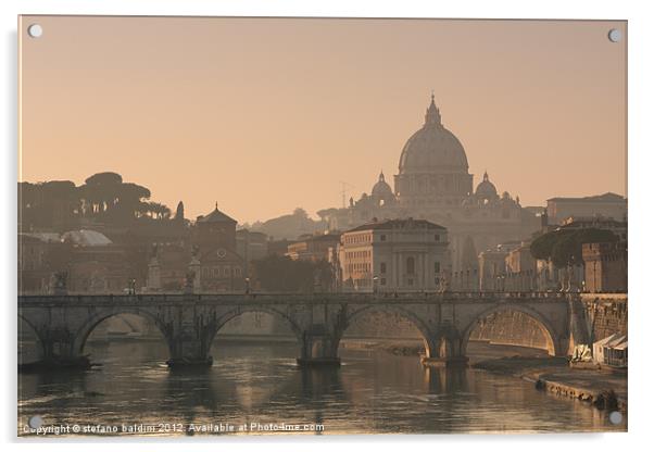 St Peters Basilica and Ponte Sant Angelo in Rome Acrylic by stefano baldini