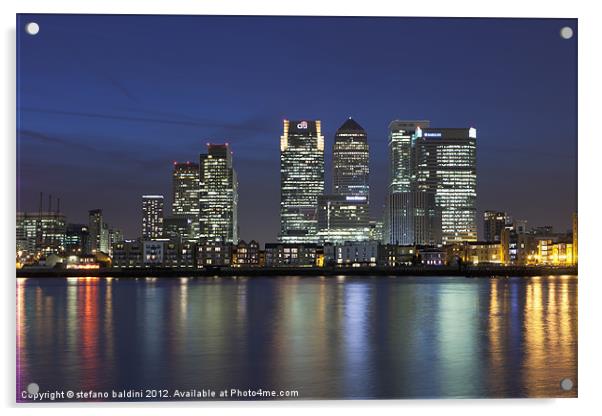 Canary Wharf financial district viewed over the ri Acrylic by stefano baldini