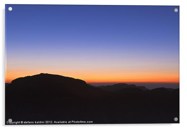 Sunset view from the summit of Mount Sinai, Egypt Acrylic by stefano baldini