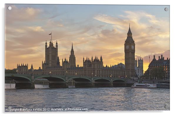 The house of parliament and westminster bridge at Acrylic by stefano baldini
