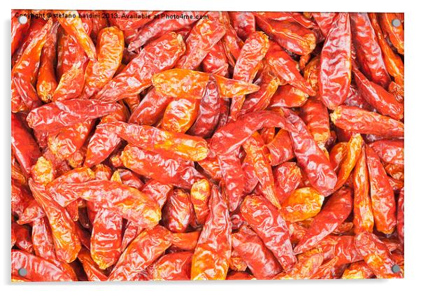 Dried red chili peppers Acrylic by stefano baldini