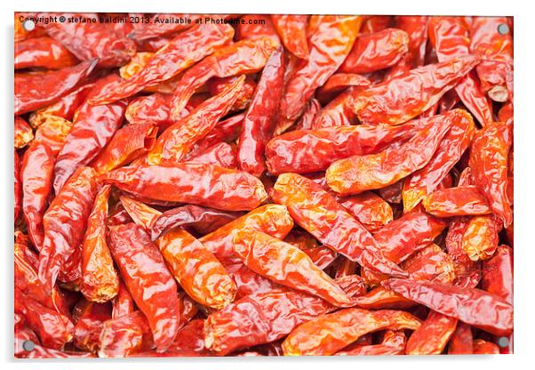 Dried red chili peppers Acrylic by stefano baldini
