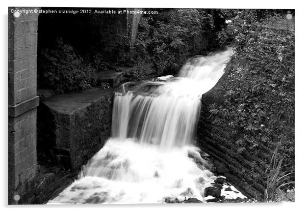 Black and white waterfall Acrylic by stephen clarridge