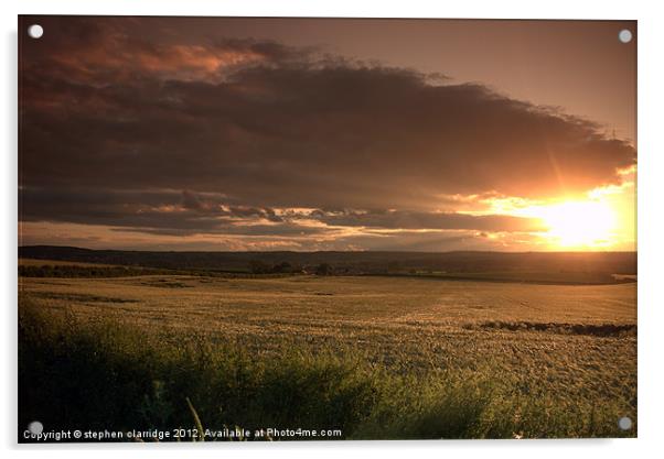sunset over corn fields Acrylic by stephen clarridge