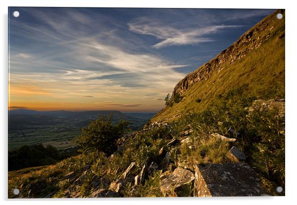 Last sunlight at Skirrid Mountain Acrylic by Steven Clements LNPS