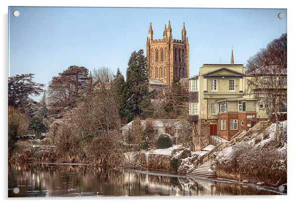 Hereford Cathedral Landscape Acrylic by Catherine Joll