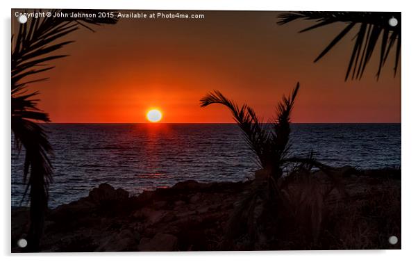  Cyprus Sunset Acrylic by John Johnson