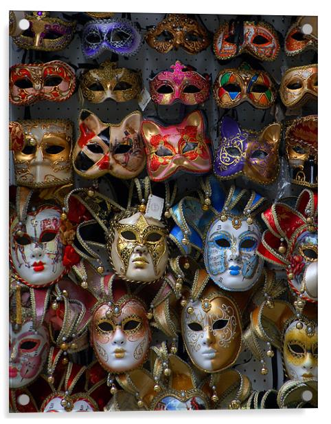 Carnival Masks in Venice Acrylic by David Worthington