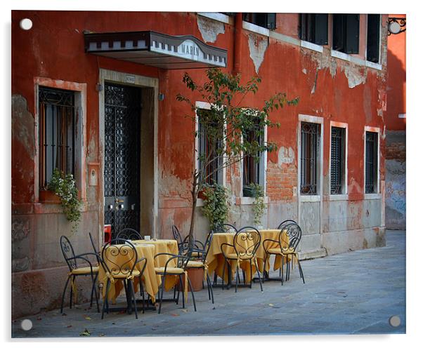 Cafe in Venice Acrylic by David Worthington