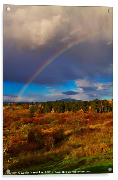 Rainbow over Rithets Bog, Victoria Acrylic by Louise Heusinkveld