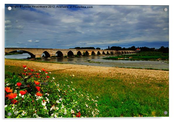 Medieval bridge at Beaugency Acrylic by Louise Heusinkveld