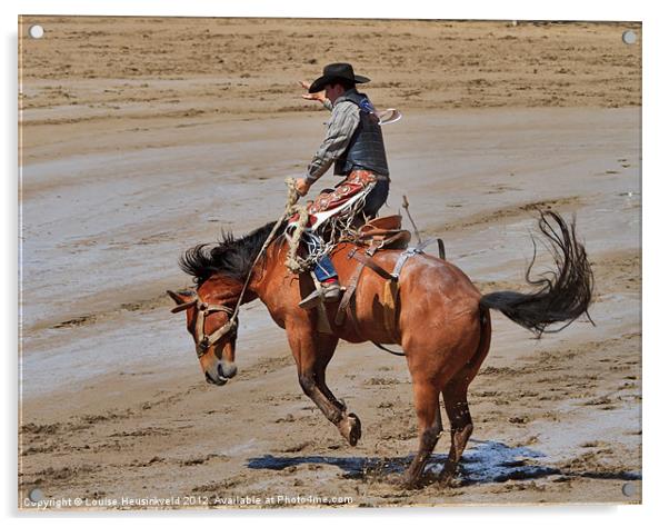 Saddle bronc Acrylic by Louise Heusinkveld