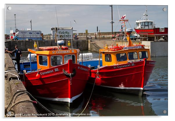 Red Boats, Seahouses, Northumberland Acrylic by Louise Heusinkveld