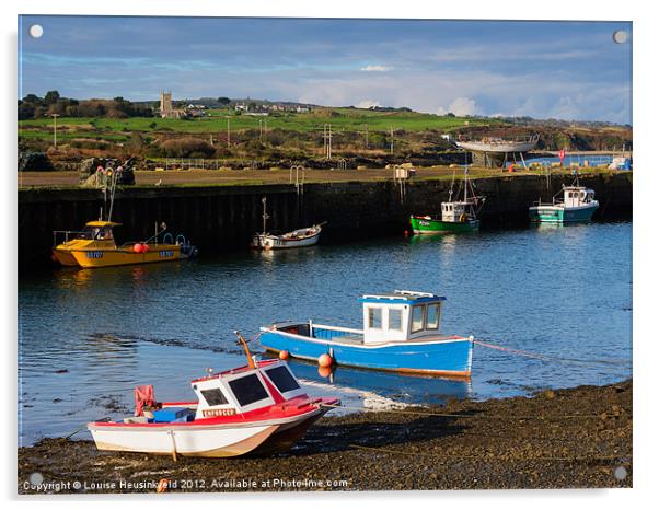 Fishing boats in the harbour at Hayle Acrylic by Louise Heusinkveld