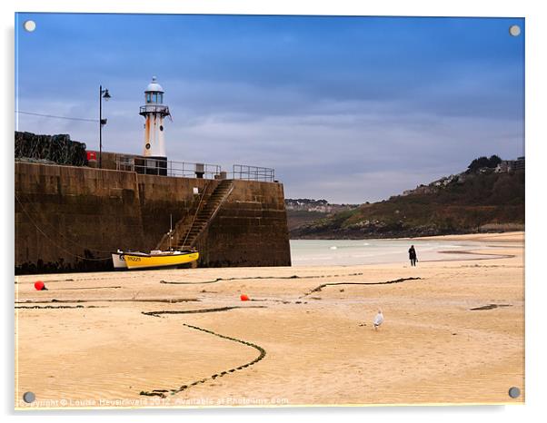 Low tide on the beach at St Ives, Cornwall Acrylic by Louise Heusinkveld