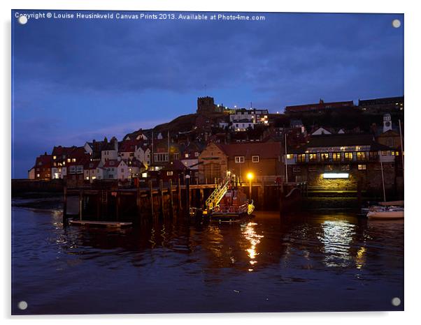 Whitby Lower Harbour and the RNLI Lifeboat Station Acrylic by Louise Heusinkveld