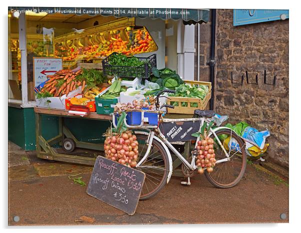 Produce market in Corbridge, Northumberland Acrylic by Louise Heusinkveld