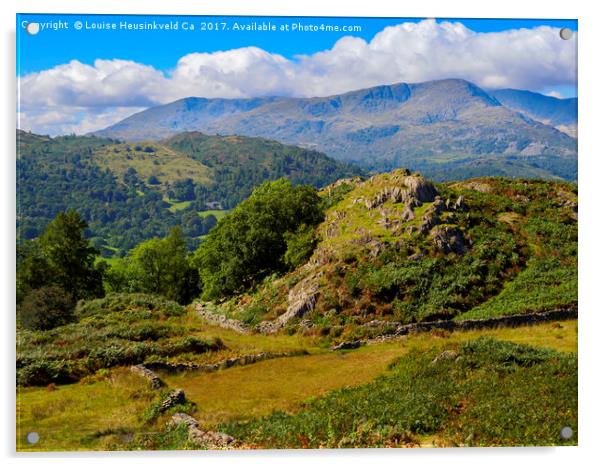 Rydal Fell from Loughrigg Fell, Lake District, Cum Acrylic by Louise Heusinkveld