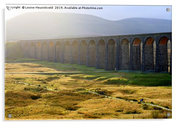 Ribblehead Viaduct in autumn sunlight, North Yorks Acrylic by Louise Heusinkveld