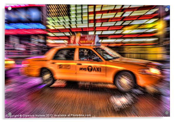 Times Square Taxi IV Acrylic by Clarence Holmes