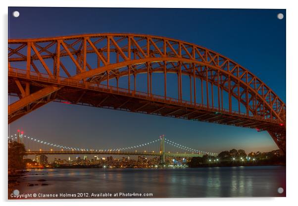 New York Hell Gate Bridges I Acrylic by Clarence Holmes