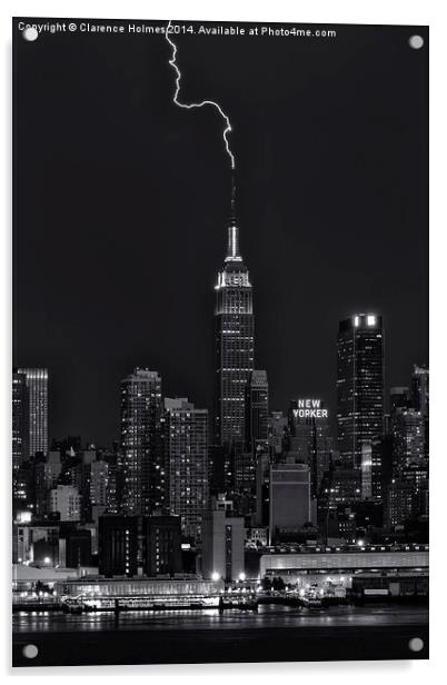 Empire State Building Lightning Strike II Acrylic by Clarence Holmes