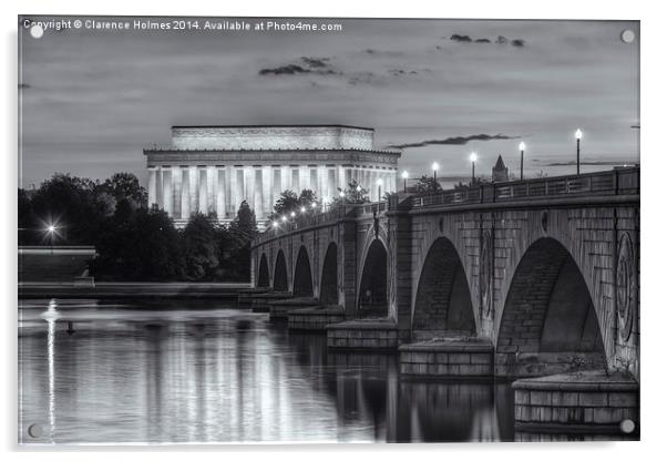 Lincoln Memorial and Arlington Bridge at Dawn II Acrylic by Clarence Holmes