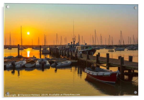 Vineyard Haven Harbor Sunrise I Acrylic by Clarence Holmes